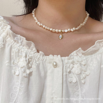 Shangjie OEM Moonstone Irregular Collar de perlas Collar de perlas de agua dulce Collares bohemios